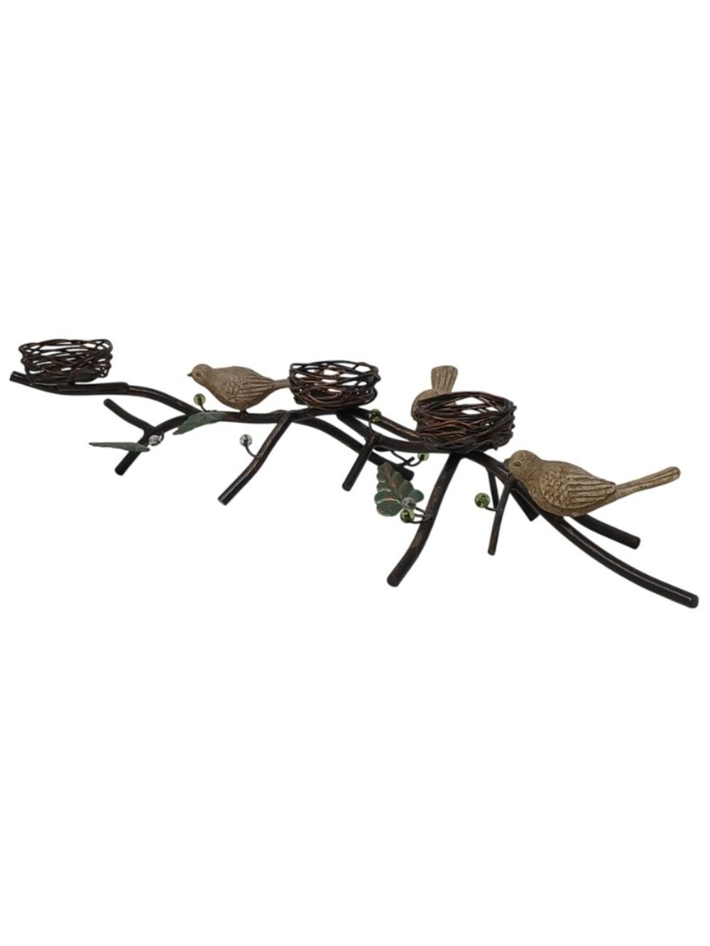 Branch Shaped Bird Nest Candle Holder 3 Tealight Nest Holders Metal Rustic #SB